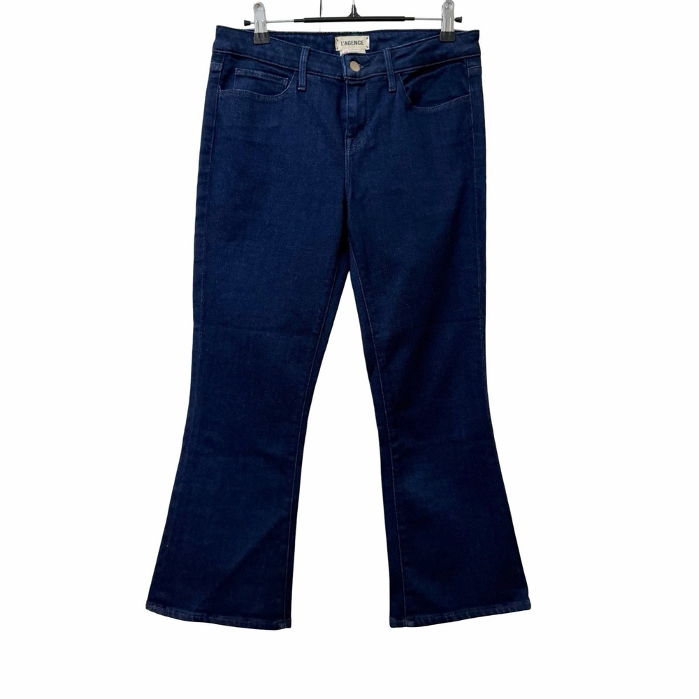 L'Agence Womens‎ Kendra Mid Rise Kick Flare Crop Ankle Jeans Size 25 Dark Wash